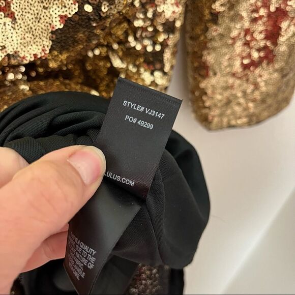 Lulu's Gold Sequin Long Sleeve Mini Dress - Picture 8 of 9